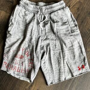 EUC Men's Under Armour Raw Edge Athletic Shorts Gray SZ SM Rock Paradise